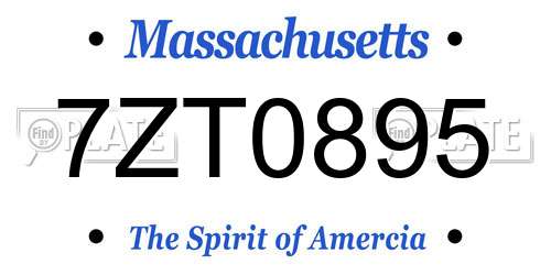 7ZT0895 Massachusetts License Plate