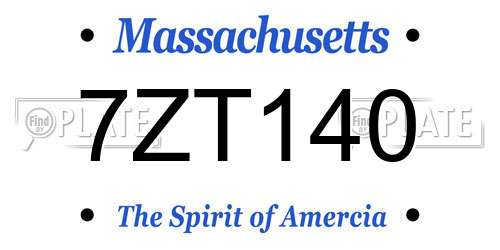 7ZT140 Massachusetts License Plate