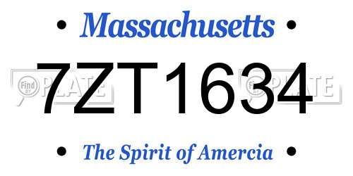 7ZT1634 Massachusetts License Plate