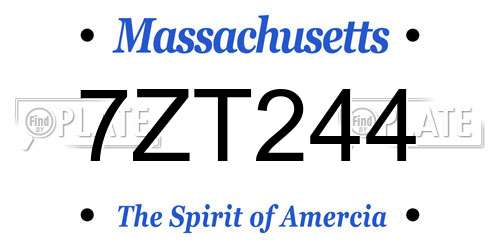 7ZT244 Massachusetts License Plate