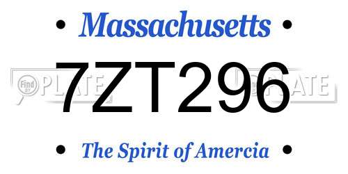 7ZT296 Massachusetts License Plate