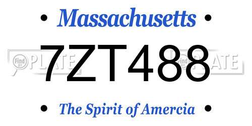 7ZT488 Massachusetts License Plate