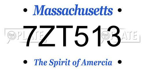 7ZT513 Massachusetts License Plate