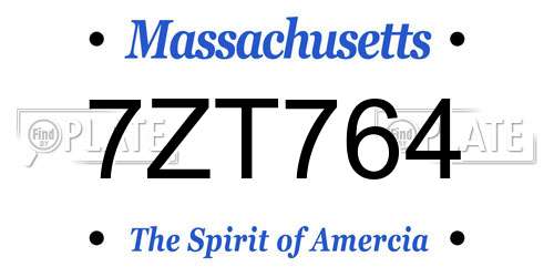 7ZT764 Massachusetts License Plate