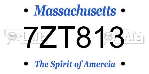 7ZT813 Massachusetts License Plate