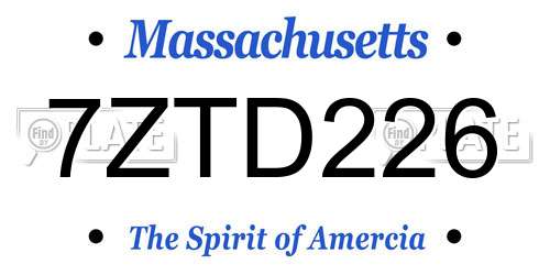 7ZTD226 Massachusetts License Plate