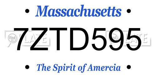7ZTD595 Massachusetts License Plate