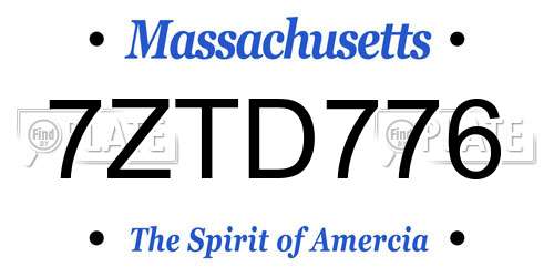 7ZTD776 Massachusetts License Plate