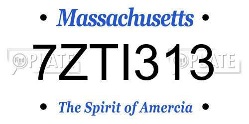 7ZTI313 Massachusetts License Plate