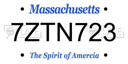 7ZTN723 Massachusetts License Plate