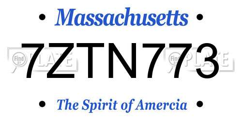 7ZTN773 Massachusetts License Plate