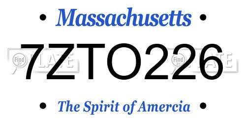 7ZTO226 Massachusetts License Plate