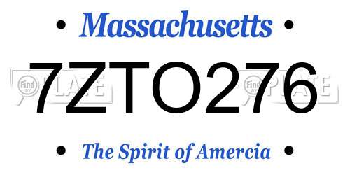 7ZTO276 Massachusetts License Plate