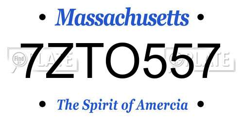 7ZTO557 Massachusetts License Plate