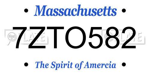 7ZTO582 Massachusetts License Plate