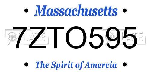 7ZTO595 Massachusetts License Plate