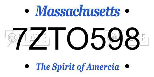 7ZTO598 Massachusetts License Plate