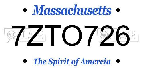 7ZTO726 Massachusetts License Plate