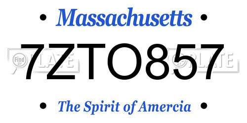 7ZTO857 Massachusetts License Plate