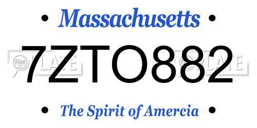 7ZTO882 Massachusetts License Plate