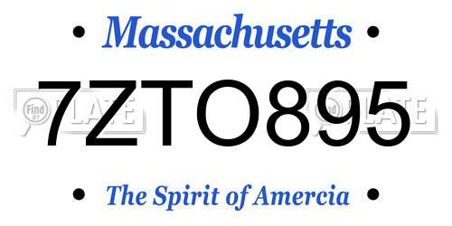 7ZTO895 Massachusetts License Plate