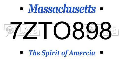 7ZTO898 Massachusetts License Plate