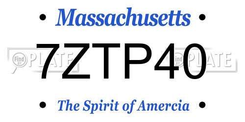 7ZTP40 Massachusetts License Plate