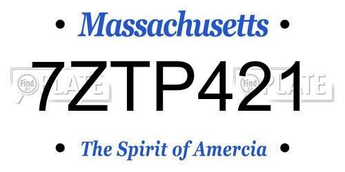 7ZTP421 Massachusetts License Plate