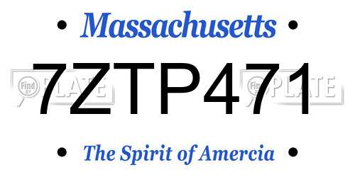 7ZTP471 Massachusetts License Plate