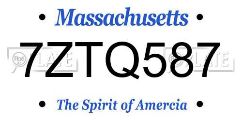 7ZTQ587 Massachusetts License Plate