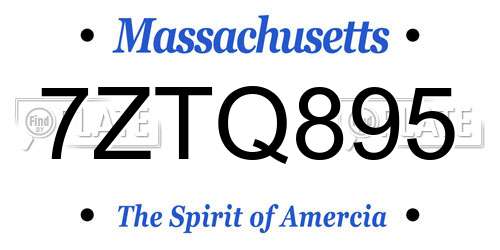 7ZTQ895 Massachusetts License Plate