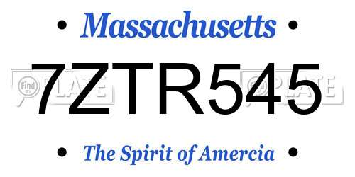 7ZTR545 Massachusetts License Plate