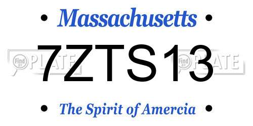 7ZTS13 Massachusetts License Plate