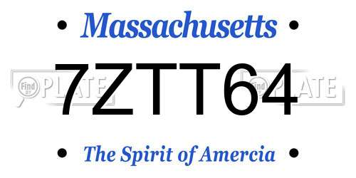 7ZTT64 Massachusetts License Plate
