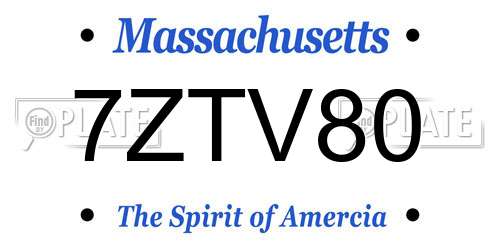 7ZTV80 Massachusetts License Plate