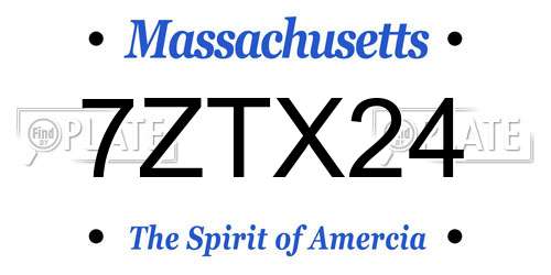 7ZTX24 Massachusetts License Plate