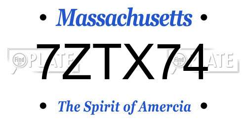 7ZTX74 Massachusetts License Plate
