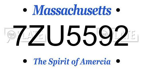 7ZU5592 Massachusetts License Plate