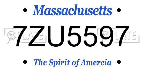 7ZU5597 Massachusetts License Plate