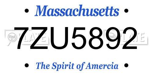 7ZU5892 Massachusetts License Plate