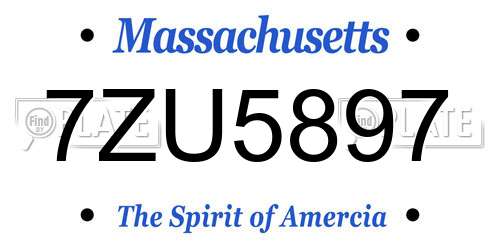 7ZU5897 Massachusetts License Plate