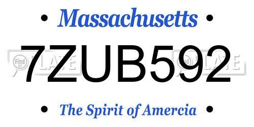 7ZUB592 Massachusetts License Plate
