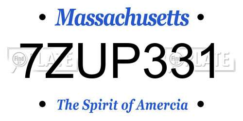 7ZUP331 Massachusetts License Plate
