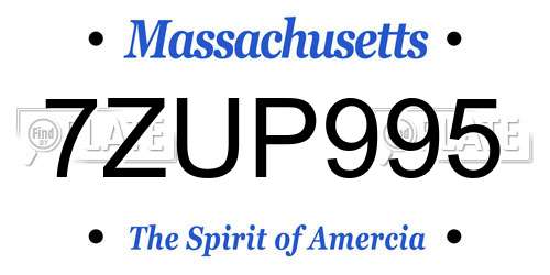 7ZUP995 Massachusetts License Plate