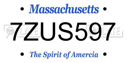 7ZUS597 Massachusetts License Plate