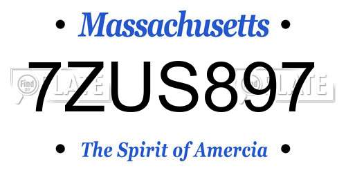 7ZUS897 Massachusetts License Plate