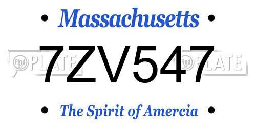 7ZV547 Massachusetts License Plate