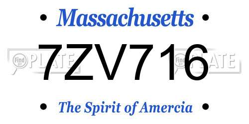 7ZV716 Massachusetts License Plate