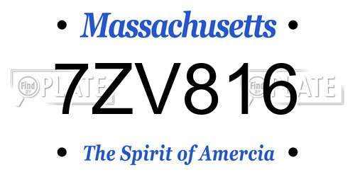 7ZV816 Massachusetts License Plate