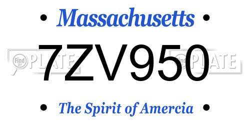 7ZV950 Massachusetts License Plate